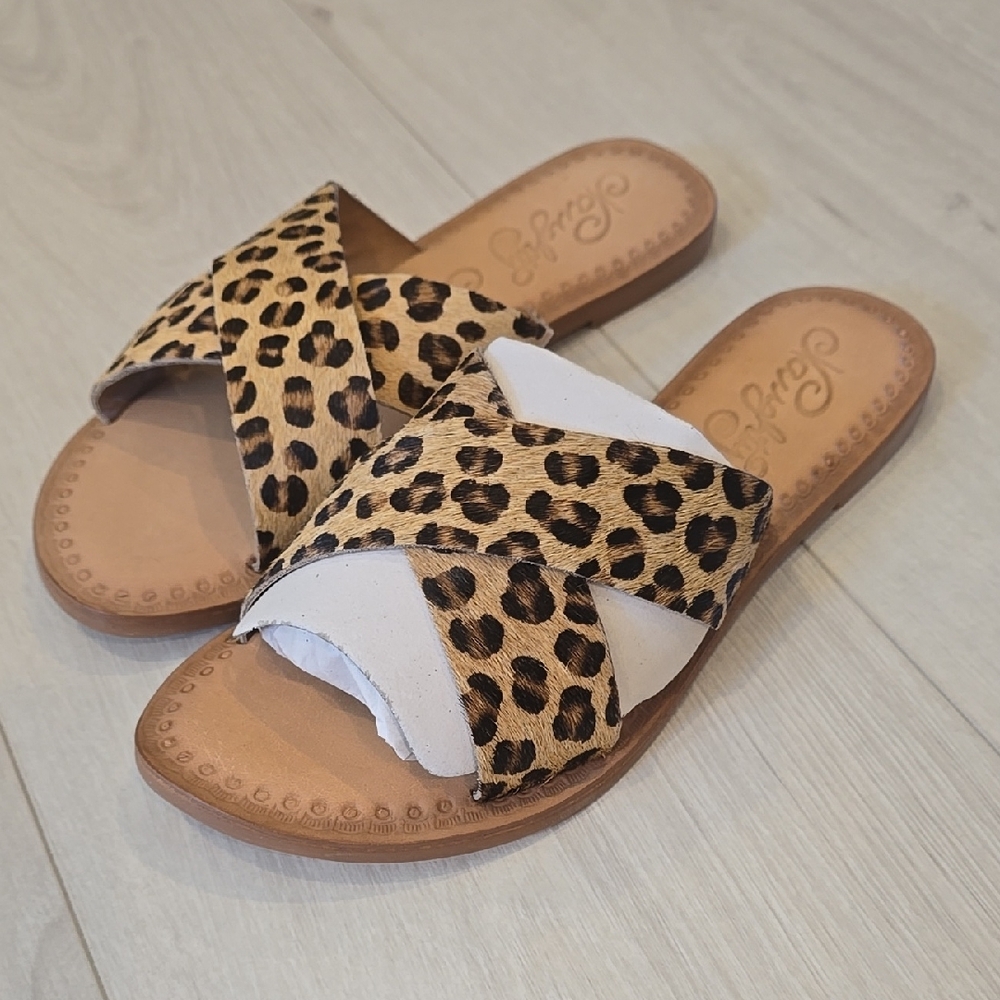 Naughty Monkey Leopard Print Sandals Size 8